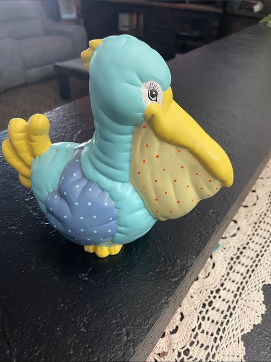 Handmade Other - Blue and Yellow Decorative Pelican Figurine - Home Accents